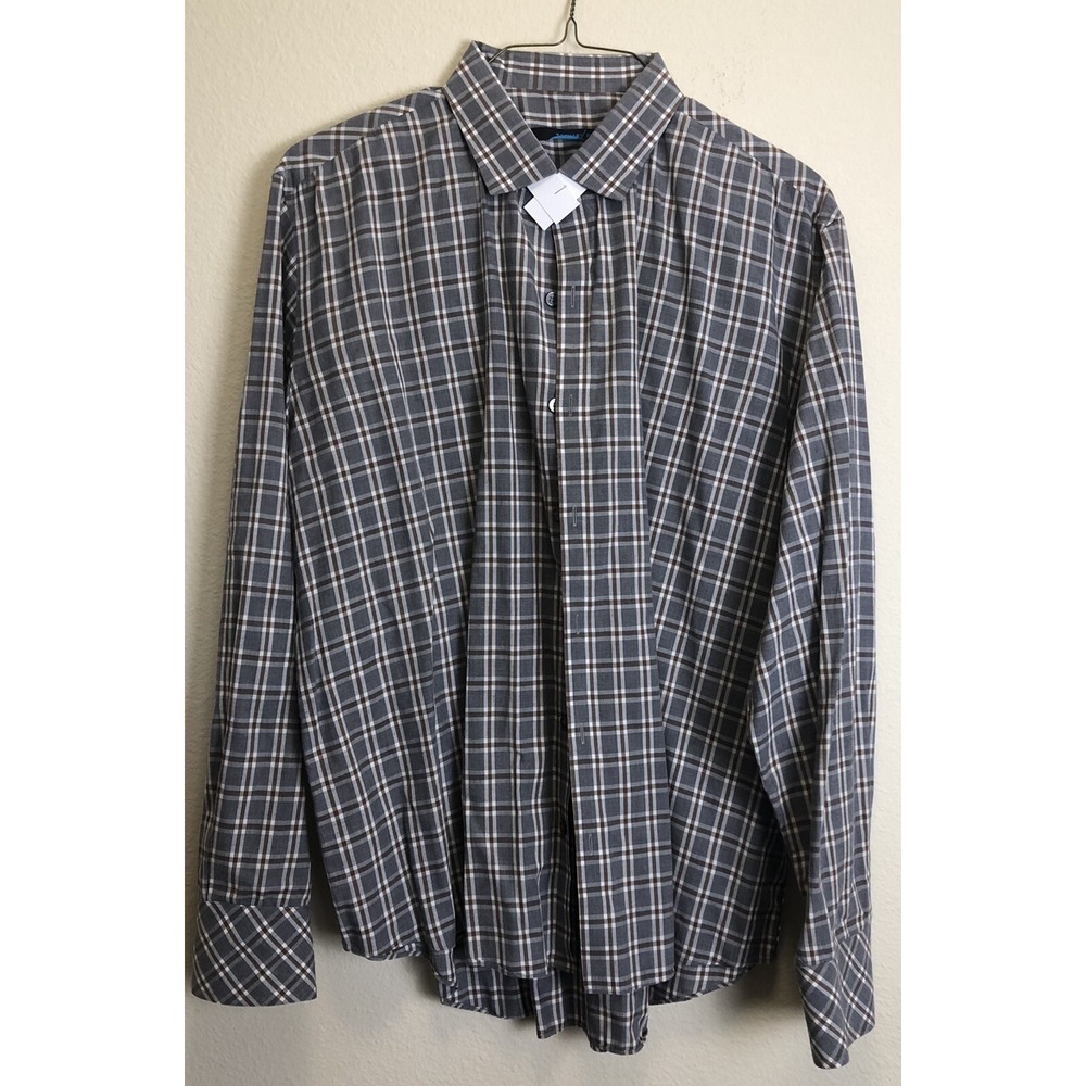 Zachary Prell Button Up Shirt Long Sleeve Purple Plaid Gray Mens XXL 2XL